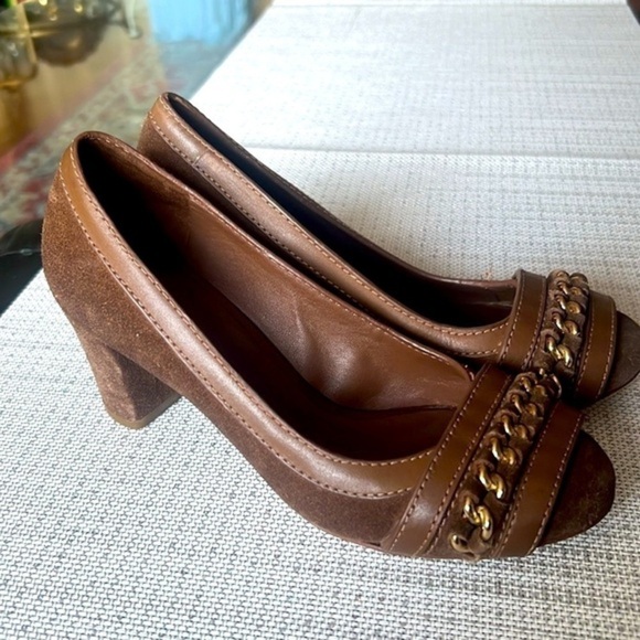 Tory Burch Shoes Brown Leather Heels Size 5.5 US ,Close Toe. - Picture 6 of 8